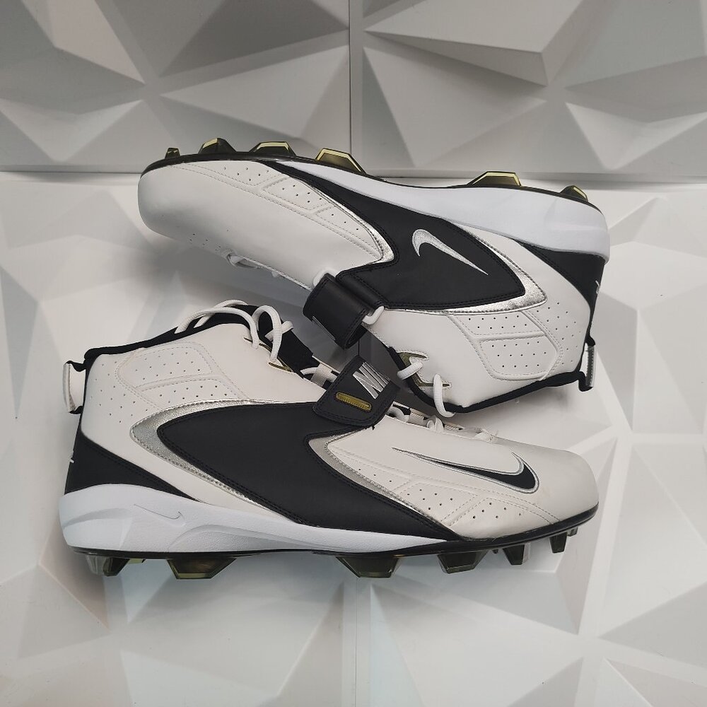 Nike Men's Football Cleats 18 White Black Shoe Lacrosse Air Zoom Boss Shark